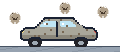 ホコリだらけの車のまわりをDUSTが飛び回っている